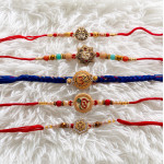 Ornate Set of 5 Rakhis with AD and Beaded Elegance