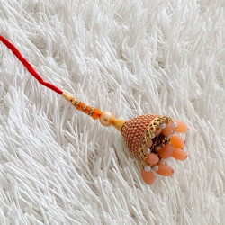Peach Lumba Rakhi with Beads Detailing