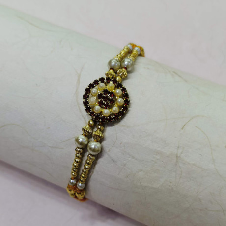 Pearls AD and Beads Studded Rakhi