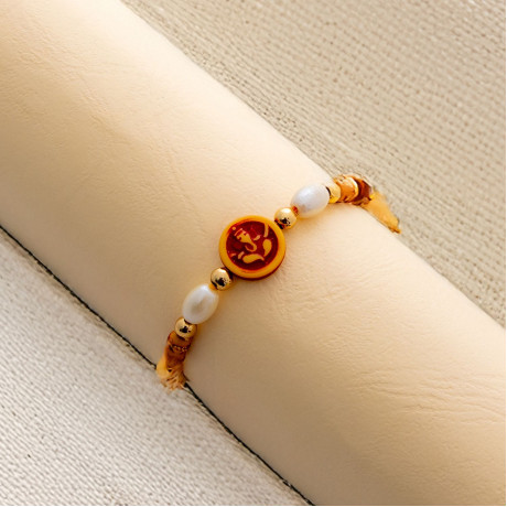 Pearls and Beads Work Ganeshji Rakhi