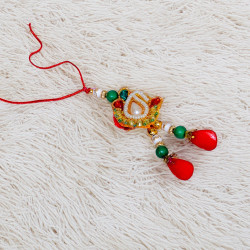 Pearls Stones and Colored Beads Work Lumba Rakhi