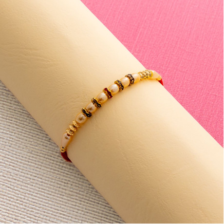 Pearls with AD and Beads Rakhi