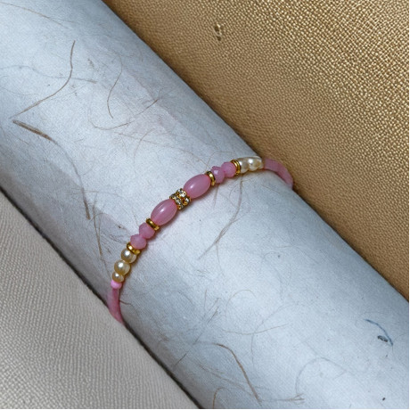 Pink and White Pearls Rakhi