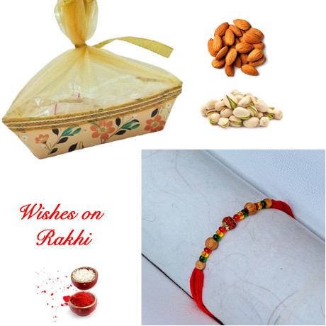 Pistachios and Almonds Bliss with Exquisite Rakhi