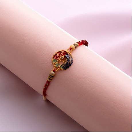 Precious Enamel and Beads Rakhi for Brother