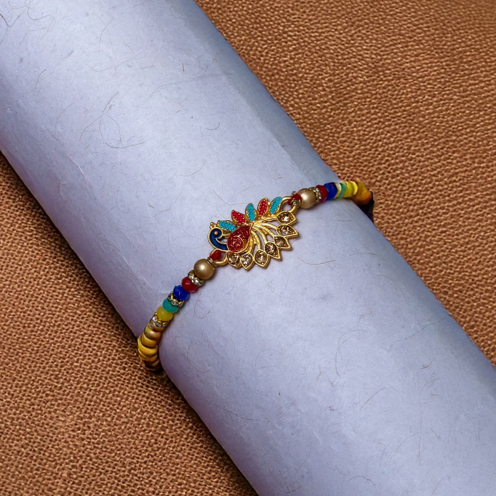 Premium Peacock Rakhi with Meenakari Design Premium Peacock Rakhi with Meenakari Design