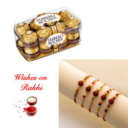 Premium Set of 5 Rakhis with Ferrero Rocher Delight