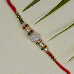 Sparkling Pearls and Beads Work Rakhi