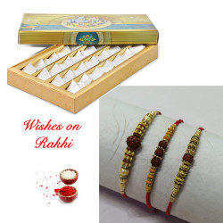 Fresh Kaju Katli with Set of 3 Premium Rakhis