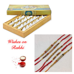 Kesar Katli with Set of 5 Rakhis