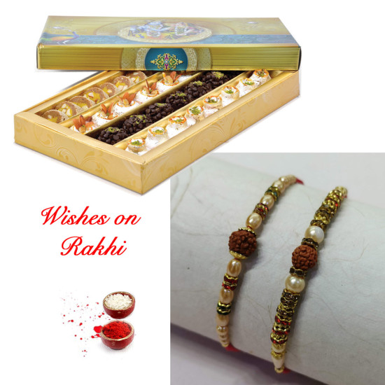 Special Kaju Mix Sweets with Set of 2 Handcrafted Rakhis