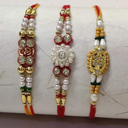 Set of 3 AD, Pearls and Beads Rakhis