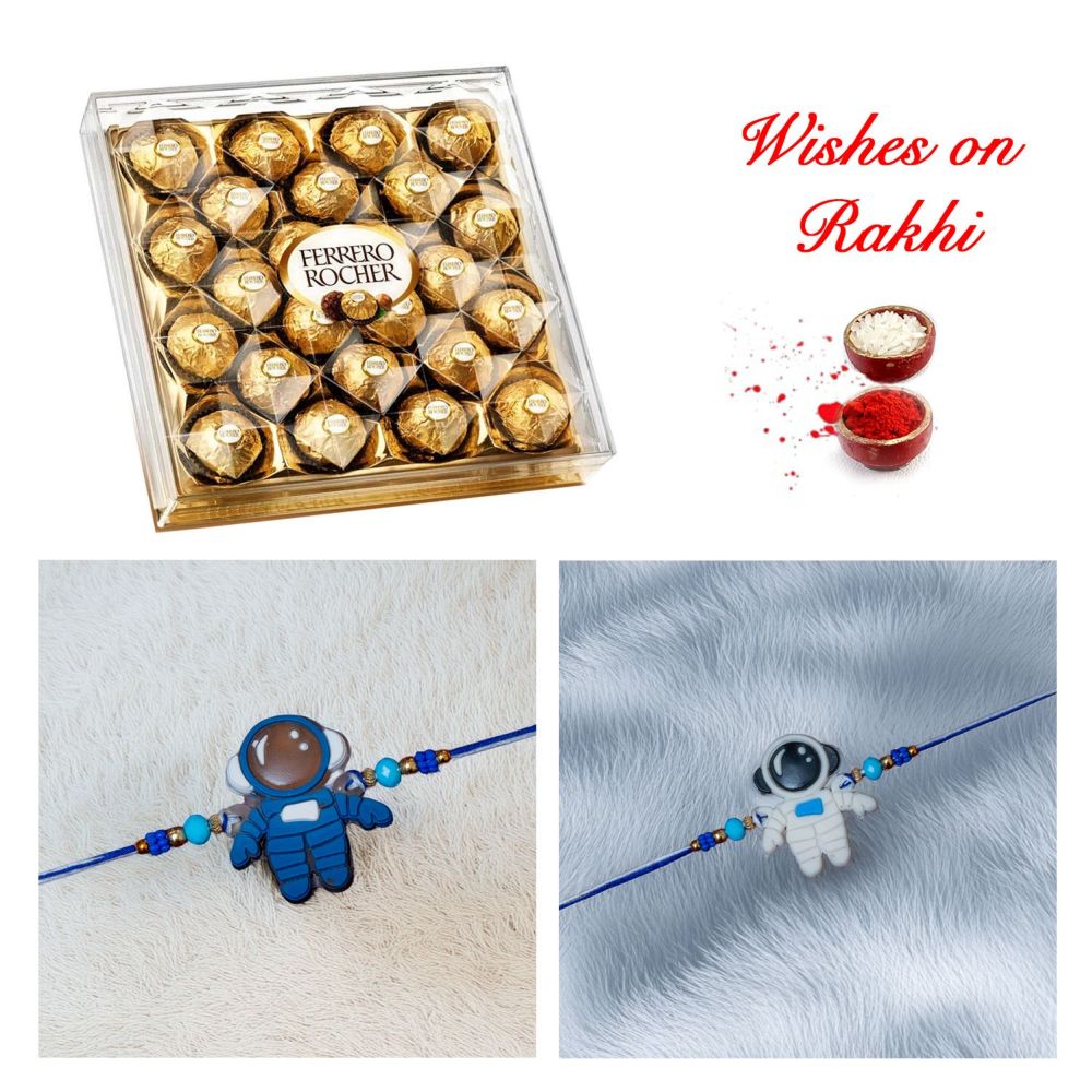 Special Set of 2 Kids Rakhi and 24 Pcs Ferrero Rocher Combo Special Set of 2 Kids Rakhi and 24 Pcs Ferrero Rocher Combo