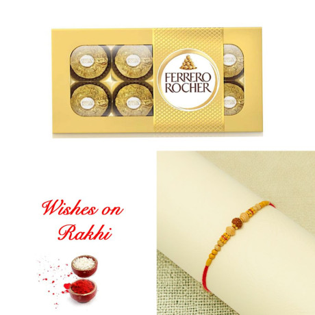 Festive Rakhi with 8 Pcs Ferrero Rocher