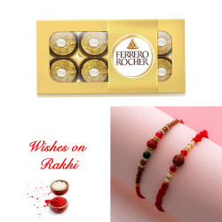 Set of 2 Rakhi with 8 Pcs Ferrero Rocher Gift Box