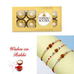 Graceful Set of 3 Rakhis and Ferrero Rocher Surprise