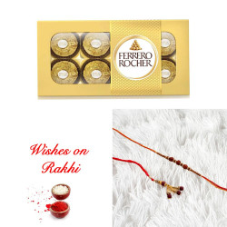 Modern Bhaiya Bhabhi Rakhi and 8 Pcs Ferrero Rocher Gift Set