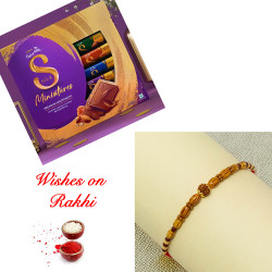 Radiant Rudraksh Rakhi and Cadbury Silk Miniatures Premium Combo