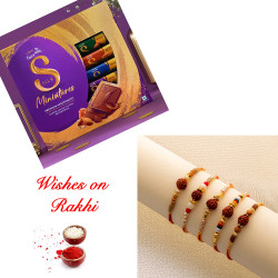 Mesmerizing Set of 5 Rakhi and Cadbury Silk Miniatures