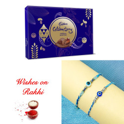 Evil Eye Rakhi Duo and Cadbury Celebrations Premium Gift Evil Eye Rakhi Duo and Cadbury Celebrations Premium Gift