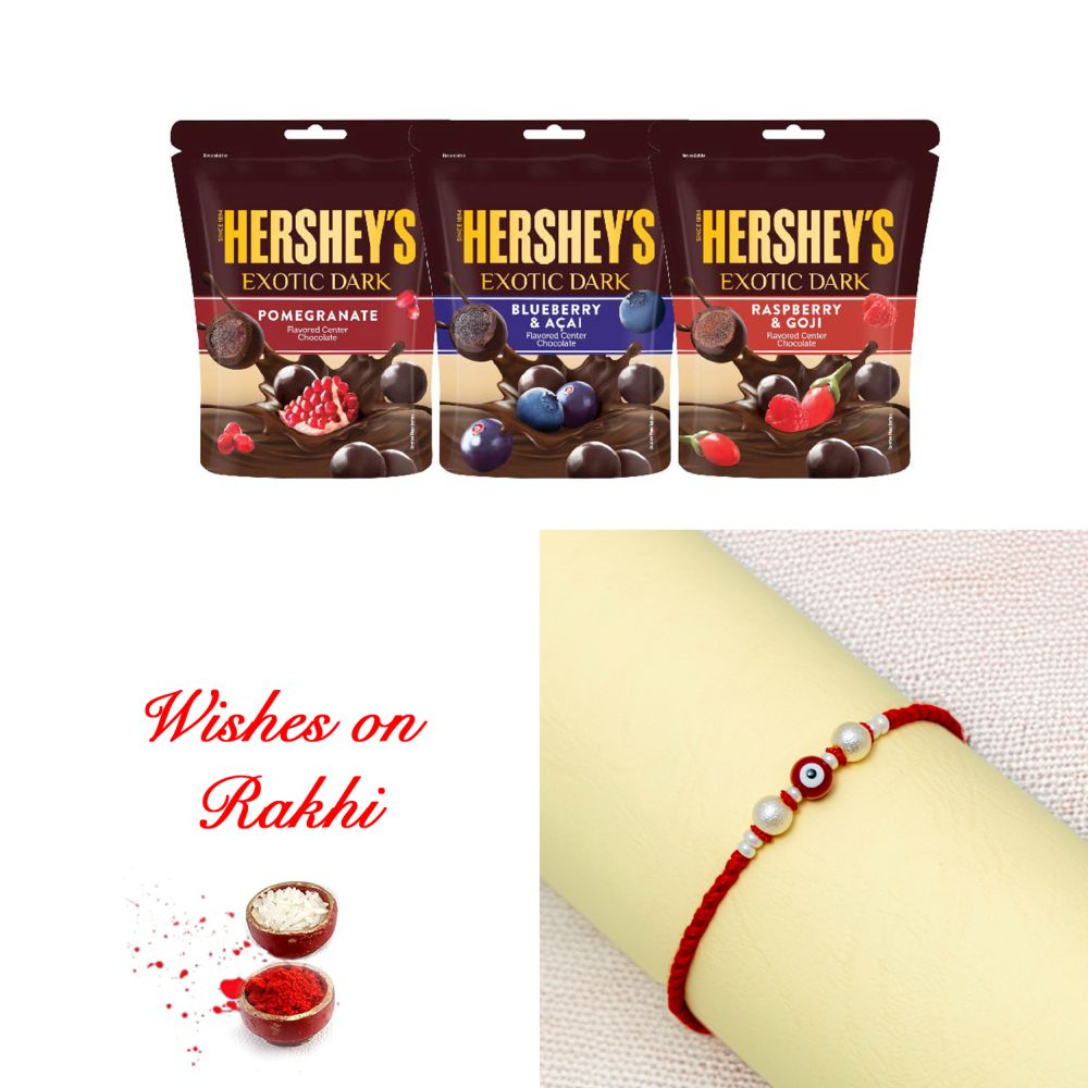 Hersheys Exotic Dark Pack of 3 with Evil Eye Protection Rakhi Hersheys Exotic Dark Pack of 3 with Evil Eye Protection Rakhi