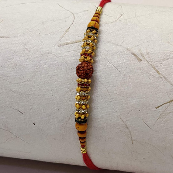 Traditional Rudraksh with AD and Beads Rakhi