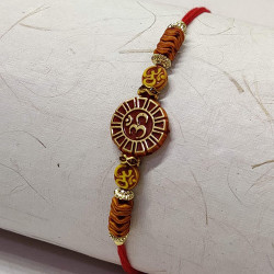 OM with Wooden Beads and AD Rakhi