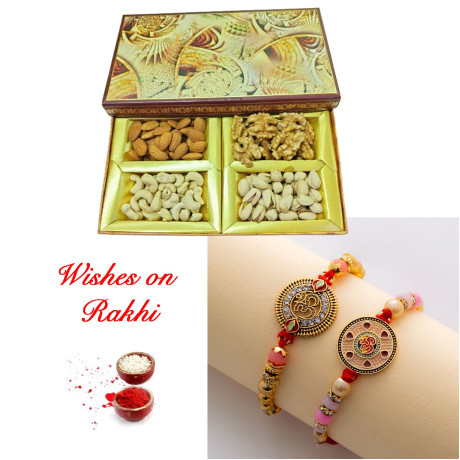 Rakshabandhan Special: Assorted Dryfruits with Set of 2 Rakhi