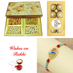 Regal Designer Rakhi with Assorted Dry Fruits and Ferrero Rocher Treats