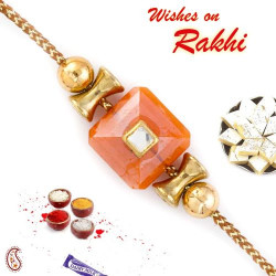 Round and Damroo Style Beads Rakhi
