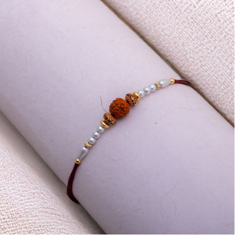 Rudraksh Beads and Pearls Rakhi