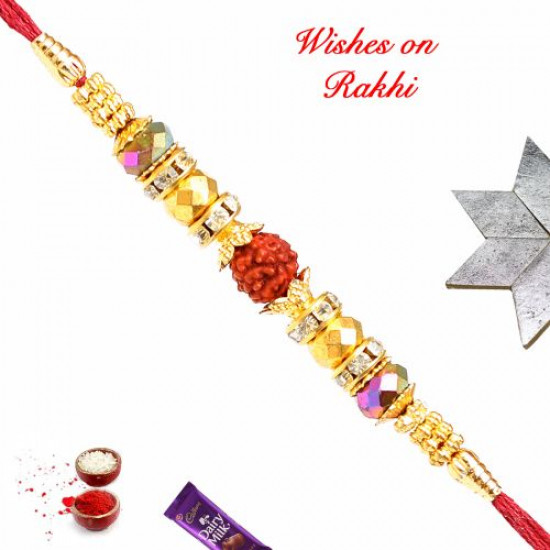 Rudraksh Rakhi with AD and Beads