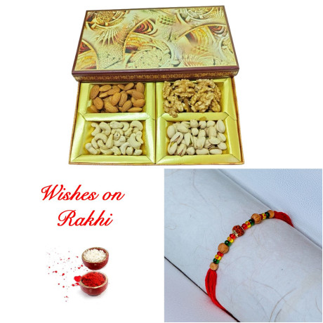 Rudraksh Rakhi with Assorted Drysfruits Selection