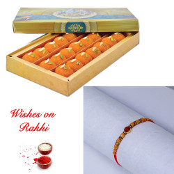 Rudraksh Rakhi with Motichur Ladoo for Brother