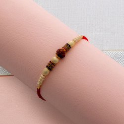Rudraksh with Pearls, Colorful AD and Beads Rakhi