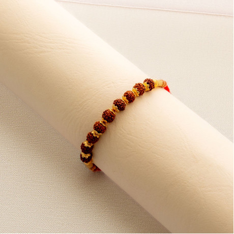 Rudraksha Rakhi with Golden Beads