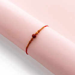 Rustic Wooden Beads Rakhi with Holy Rudraksh