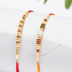 Set of 2 Pearls and Dazzling Beads Rakhis