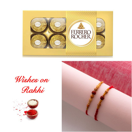 Set of 2 Rakhi with 8 Pcs Ferrero Rocher Gift Box Set of 2 Rakhi with 8 Pcs Ferrero Rocher Gift Box