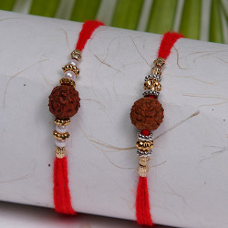 Set of 2 Rudraksh, Pearls and Beads Rakhis