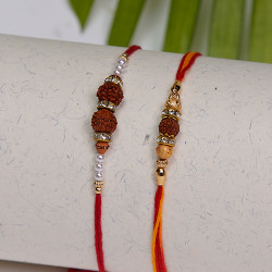 Set of 2 Rudraksh with Wooden Beads Rakhis