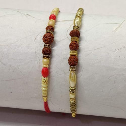 Set of 2 Triple Rudraksha Traditional Rakhi