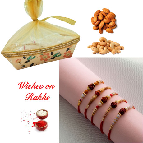 Set of 5 Rakhis with Cashews & Almonds Extravaganza