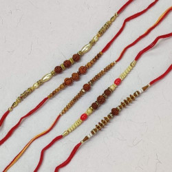 Set of 5 Rudraksha and Beads Traditional Rakhi