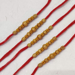 Set of 5 Woden Beads Rakhi