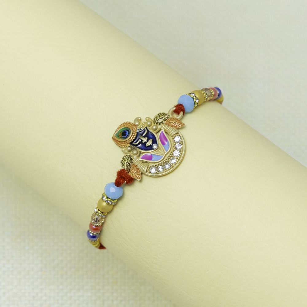 Shreenathji Rakhi with Elegant Stone Embellishments Shreenathji Rakhi with Elegant Stone Embellishments