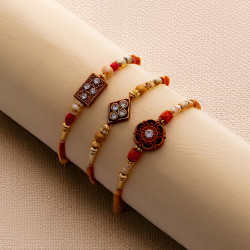 Sophisticated Trio of Rakhis with AD, Beads and Pearls