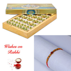Special Rudraksh Rakhi and Kaju Pista Roll Combo