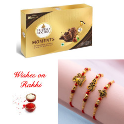 Special Set of 3 Divine Rakhi and Ferrero Rocher Moments Gift Set