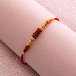 Stylish Beads Rakhi with Pearls for Brother